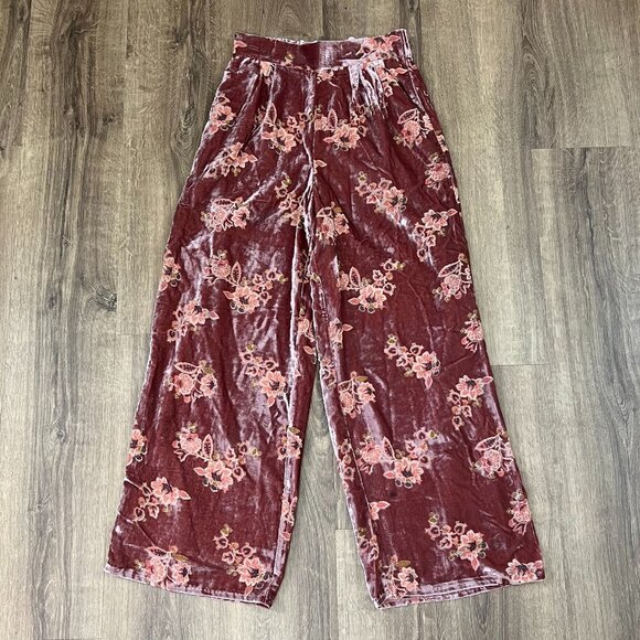 NEW Hutch Anthro Velvet Floral Wide Leg Pants Sz XS - Picture 5 of 16